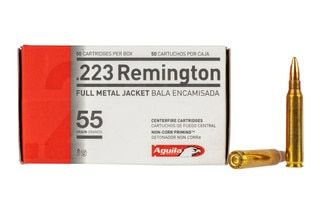 Aguila 223 remington ammo features 55 grain full metal jacket bullet